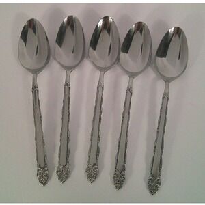 Set of 5 EKCO Eterna "Mary Ellen" Spoons Japan Stainless Steel‎ Vintage Flatware